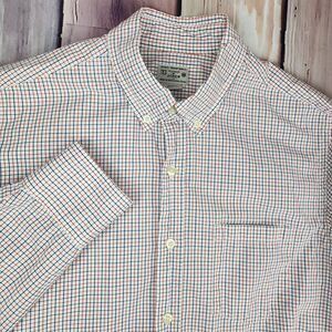 J. Crew Mens Medium Long Sleeve White Button Down Blue Red Graph Check‎